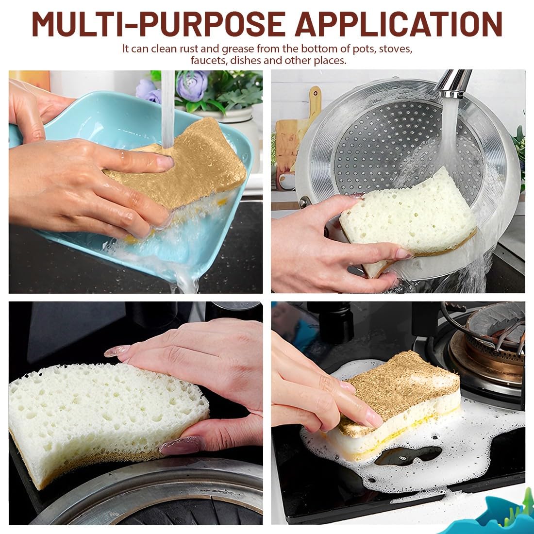 6 Piezas Esponja de Cocina Natural de Sisal Estropajo Cocina de Doble Cara Esponja para Lavar Platos Lavable y Ecológica para Menaje y Encimeras — view 6