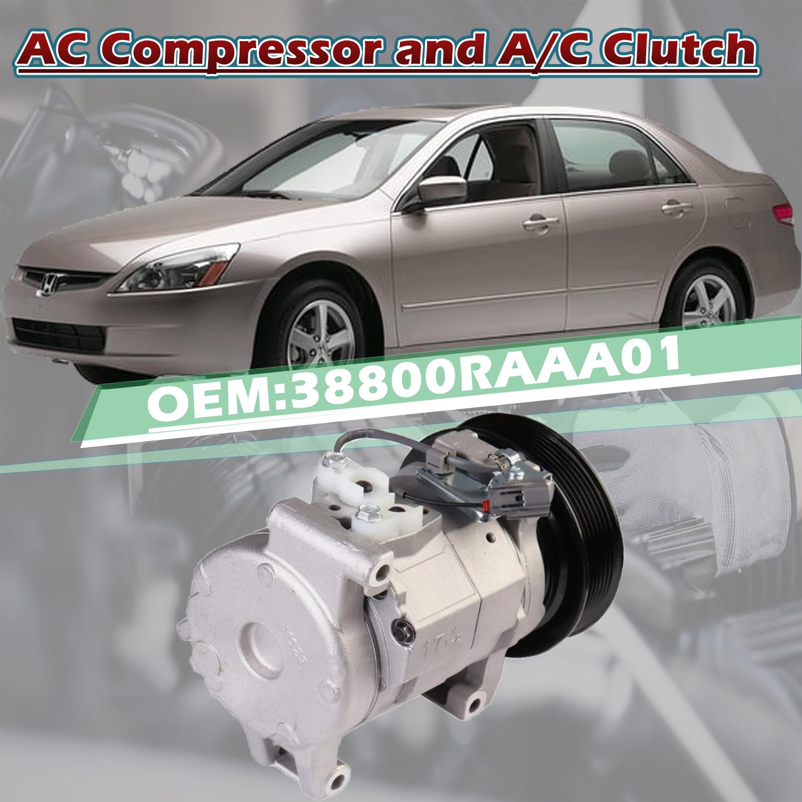 A/C Compressor W/ Clutch – 2003-2007 Honda Accord 2.4L 10S17C 7 Groove Pulley