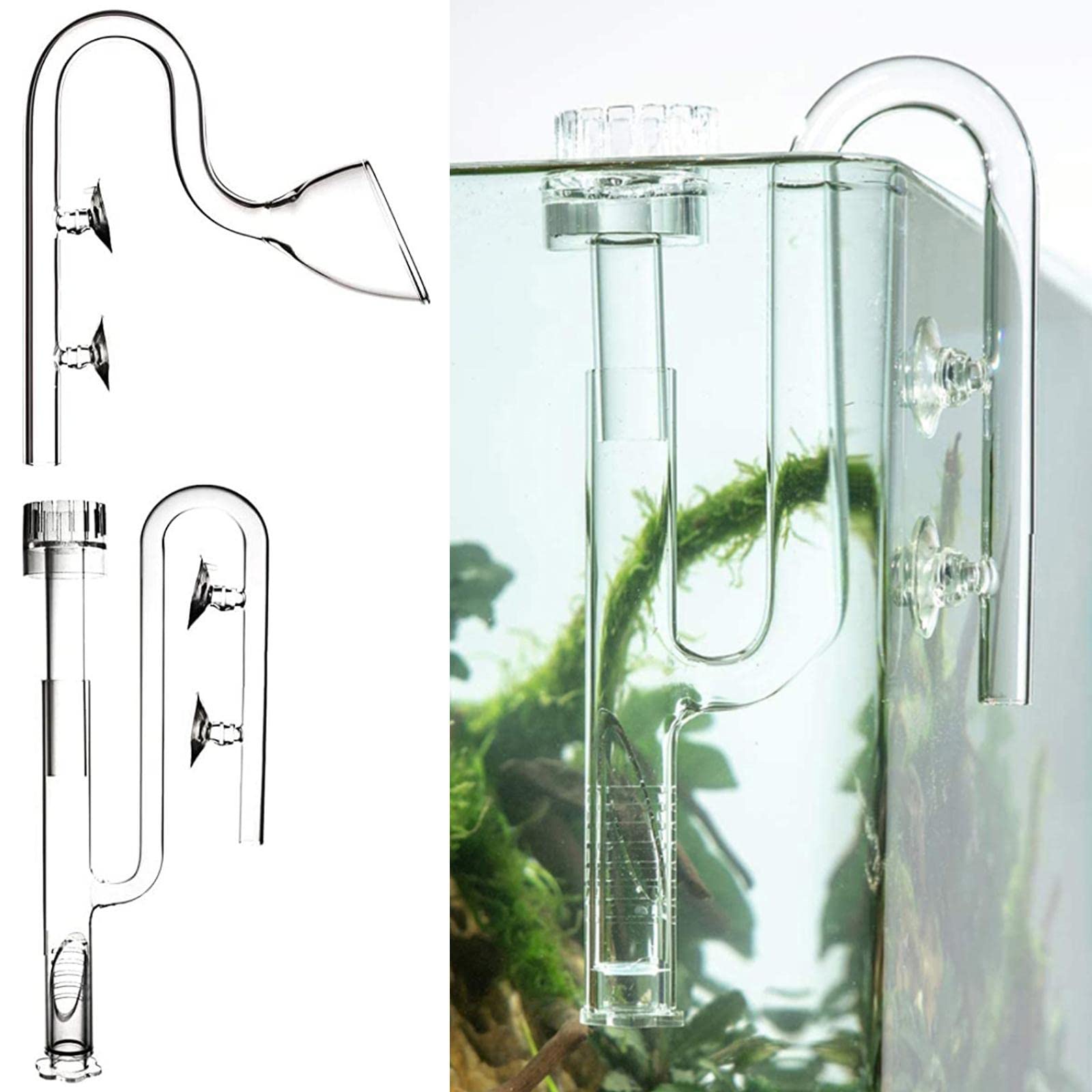 Aquatic Lily Tube Set Oberflächenfilter Aquarium Glas Skimmer Saugnapf Einlassrohr Auslassrohr Isolierend mit Regulierung für Aquarien Pflanzenbecken, Mehrfarbig, 17mm