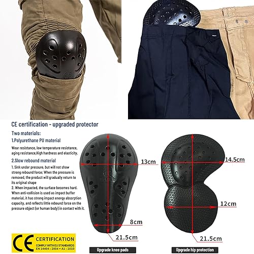 Miniatura 2 de LOMENG Pantalones de equitación para motocicleta, Motocross, Ciclismo, Jeans de seguridad CE Rodilla Cadera extraíble blindado todas las estaciones