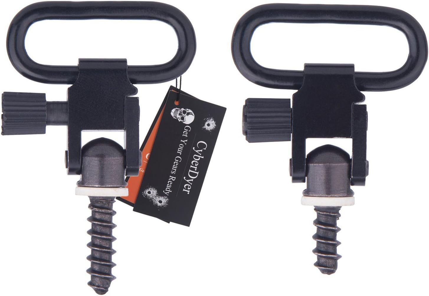 CyberDyer Carbon Steel Quick Detach Sling Swivels Stud Gun Sling Mounting Kit with Screws 2Pcs (Black)
