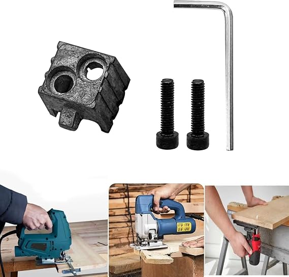 Jigsaw Screw Chuck 55 Type, Lock Head Replacement with Secure Clamp Holder Reciprocating Saw, Includes 2 Screws and, 15x15x14mm