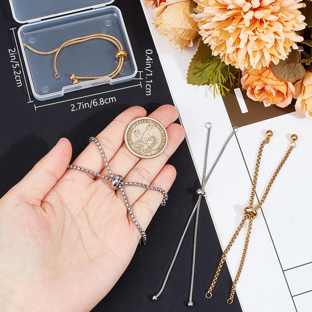 UNICRAFTALE 10pcs 230mm Braccialetti Scorrevoli Regolabili Braccialetto in Acciaio Inossidabile Creazione di Catene Estensibili con estremità A Sfera per Donne Semi Finiti, Foro: 2.5~3 mm