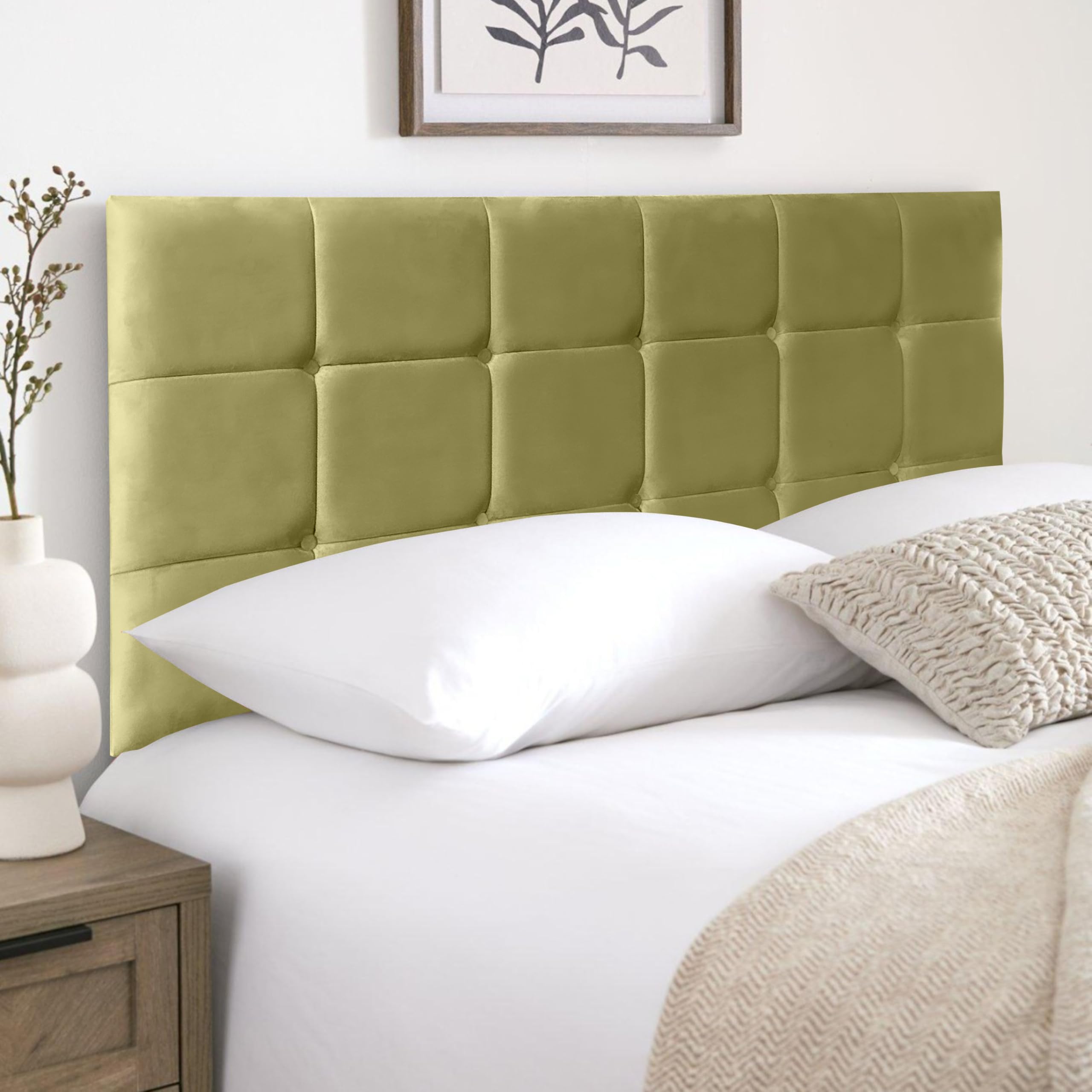 HB-1 Headboards for Beds – Cube 24'' Divan Bed Headboard – Headboards for Divan Beds, Bedroom & Hotel Furniture, Elegant Soft Plush Fabric Head Board