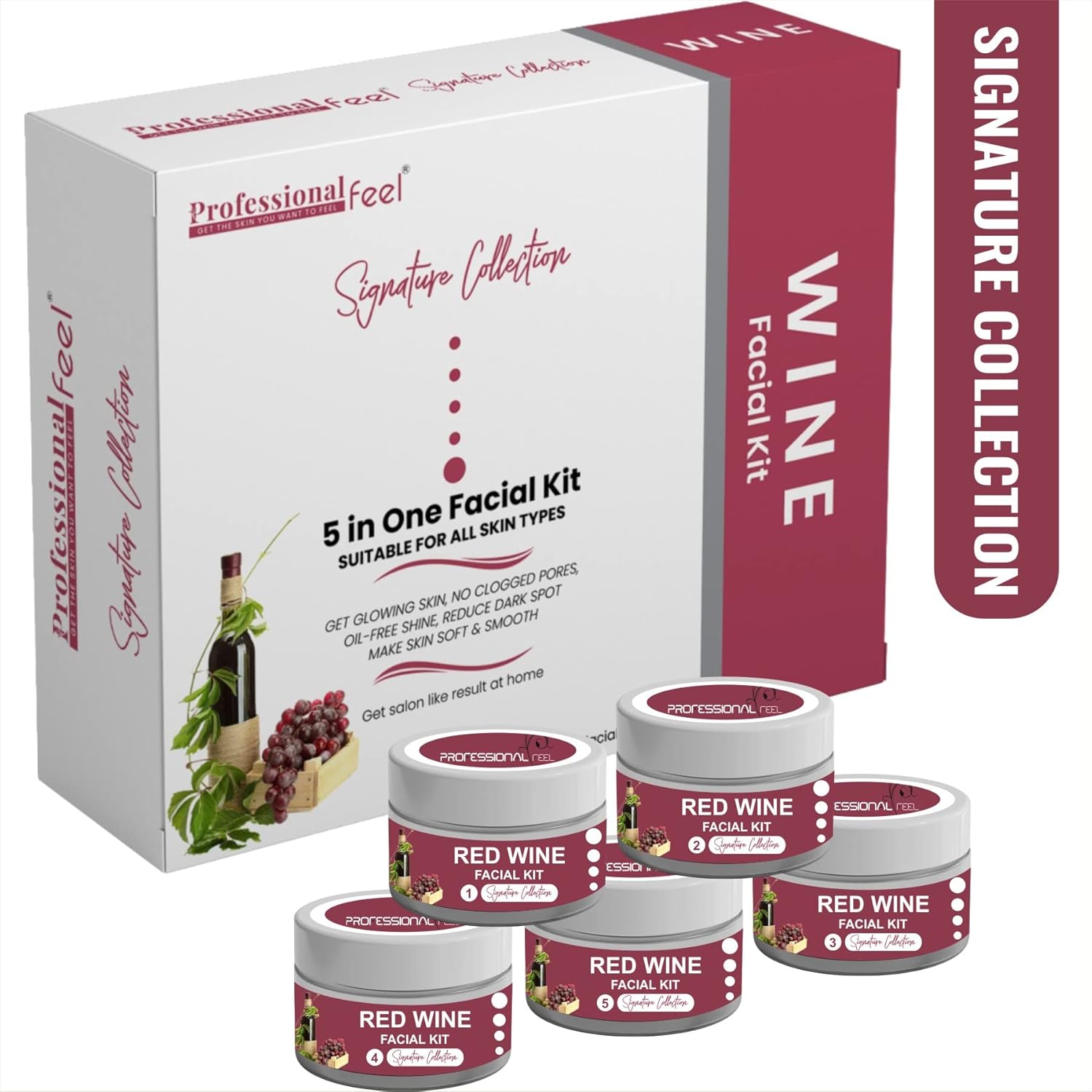 Professional Feel Red Wine Facial Kit, Glow Wine Facial Kit for Women