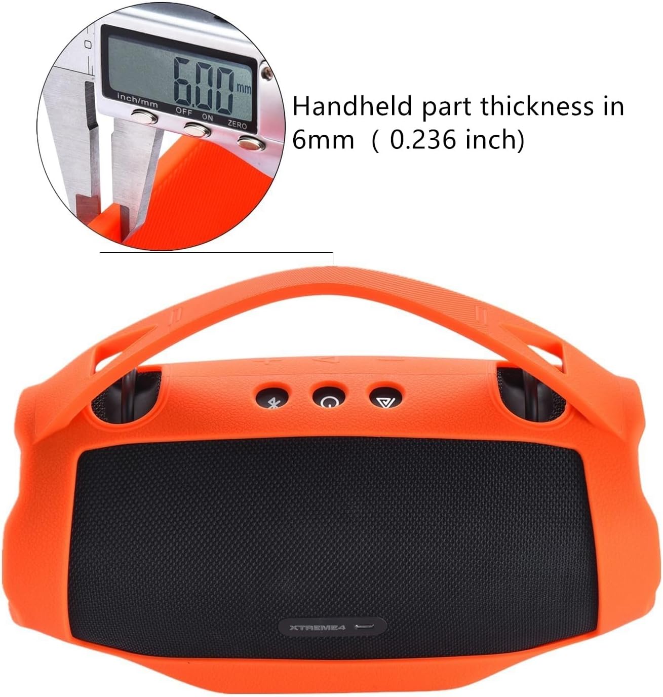 Shockproof Silicone Case for JBL Xtreme 4 Speaker – Anti-Slip Protective Cover, Durable Soft Skin, Full Access to Ports & Buttons, Travel Handle (Orange) - Image 5
