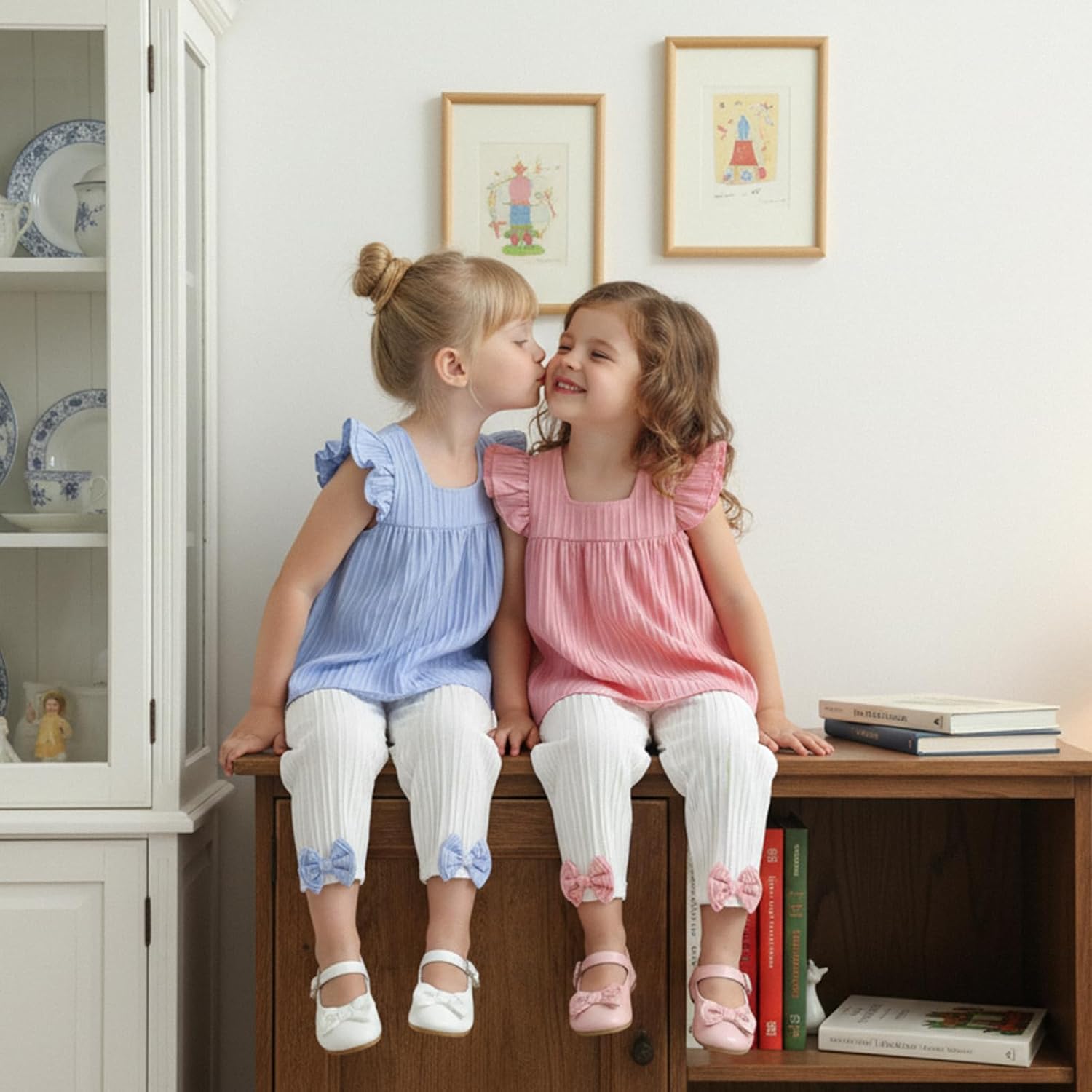 Little Girls Clothes Kids Solid Fly Sleeve Tank Tops Bow Pants Toddler Baby Girl Summer Outfits Spring 2pc Set - Image 6