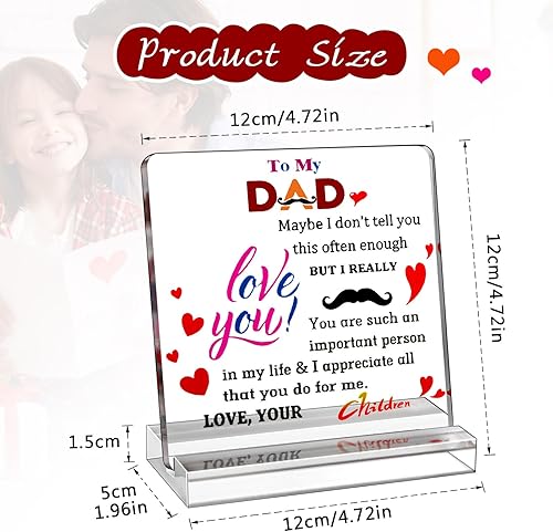 Miniatura 2 de Regalos para papá de hija e hijo, placa del día del padre para papá, regalos únicos de cumpleaños, placa de escritorio de acrílico, letrero de