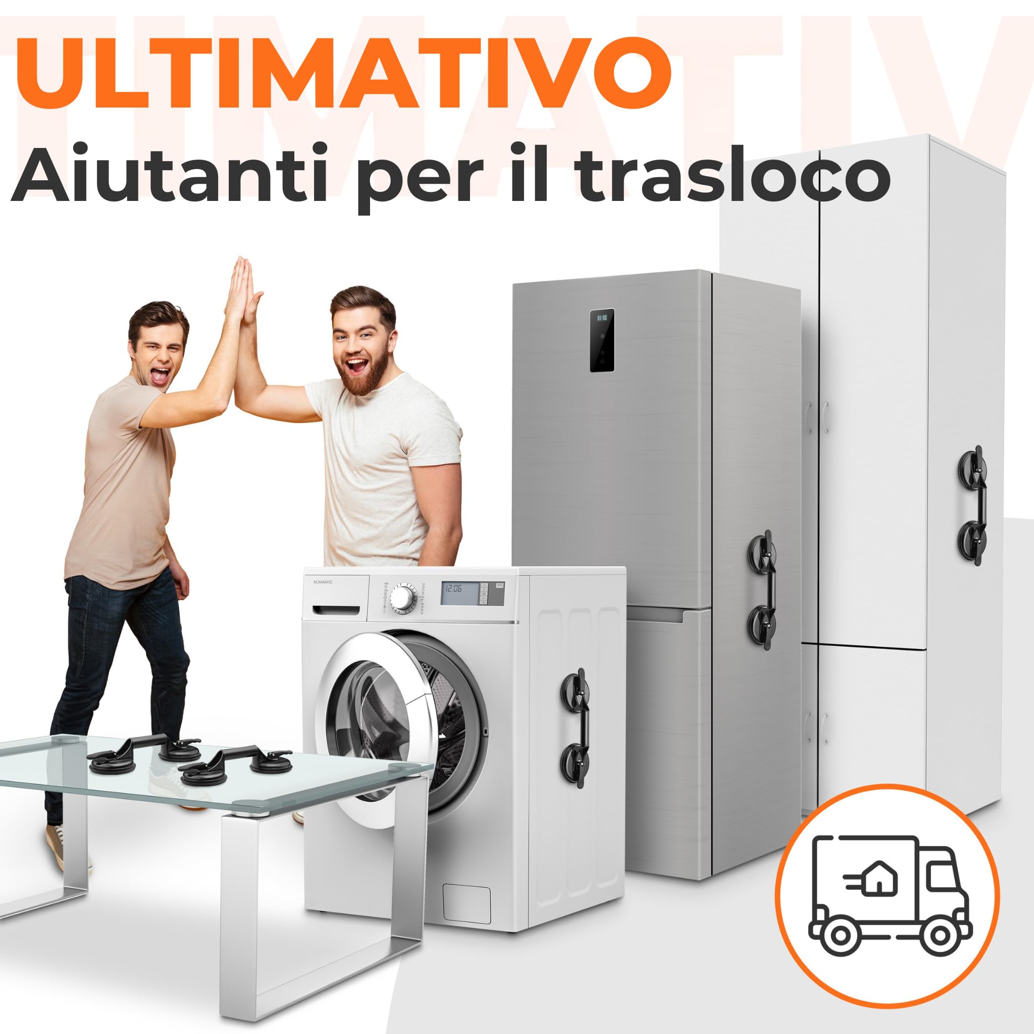 JK Trade® Set di 2 sollevatori a ventosa con maniglia, sollevatore sottovuoto antiscivolo con manico di supporto fino a 120 kg, strumento di sollevamento a ventosa come aiuto per il trasporto di