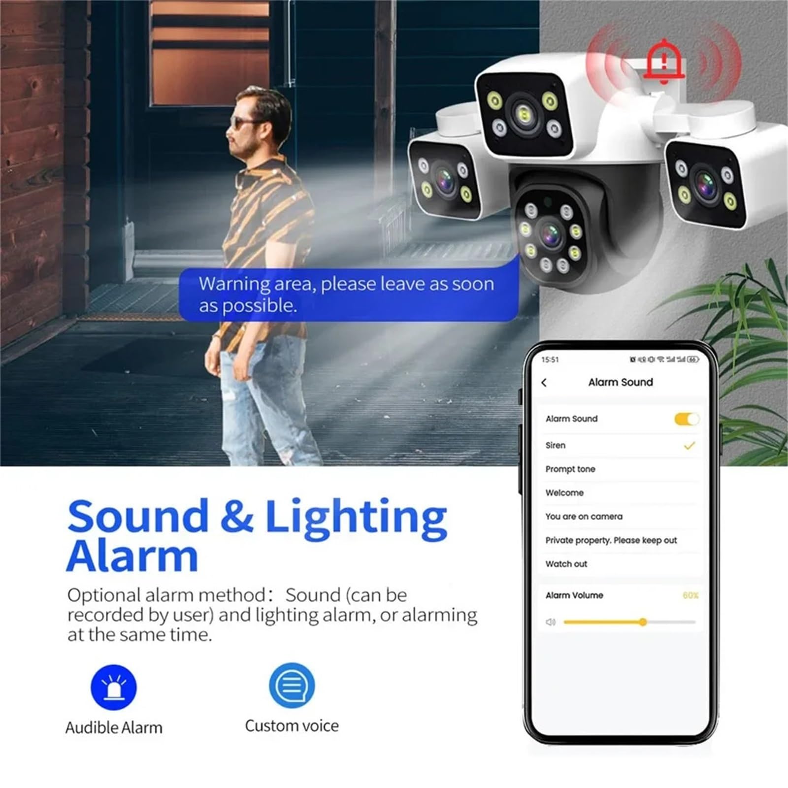 Kamera IP WiFi 6 MP, 3 obiektywy, 3 ekrany, 10-krotny zoom, detekcja AI, automatyczne śledzenie, bezprzewodowa zewnętrzna kamera do monitoringu CCTV(Camera Add 64G SD)
