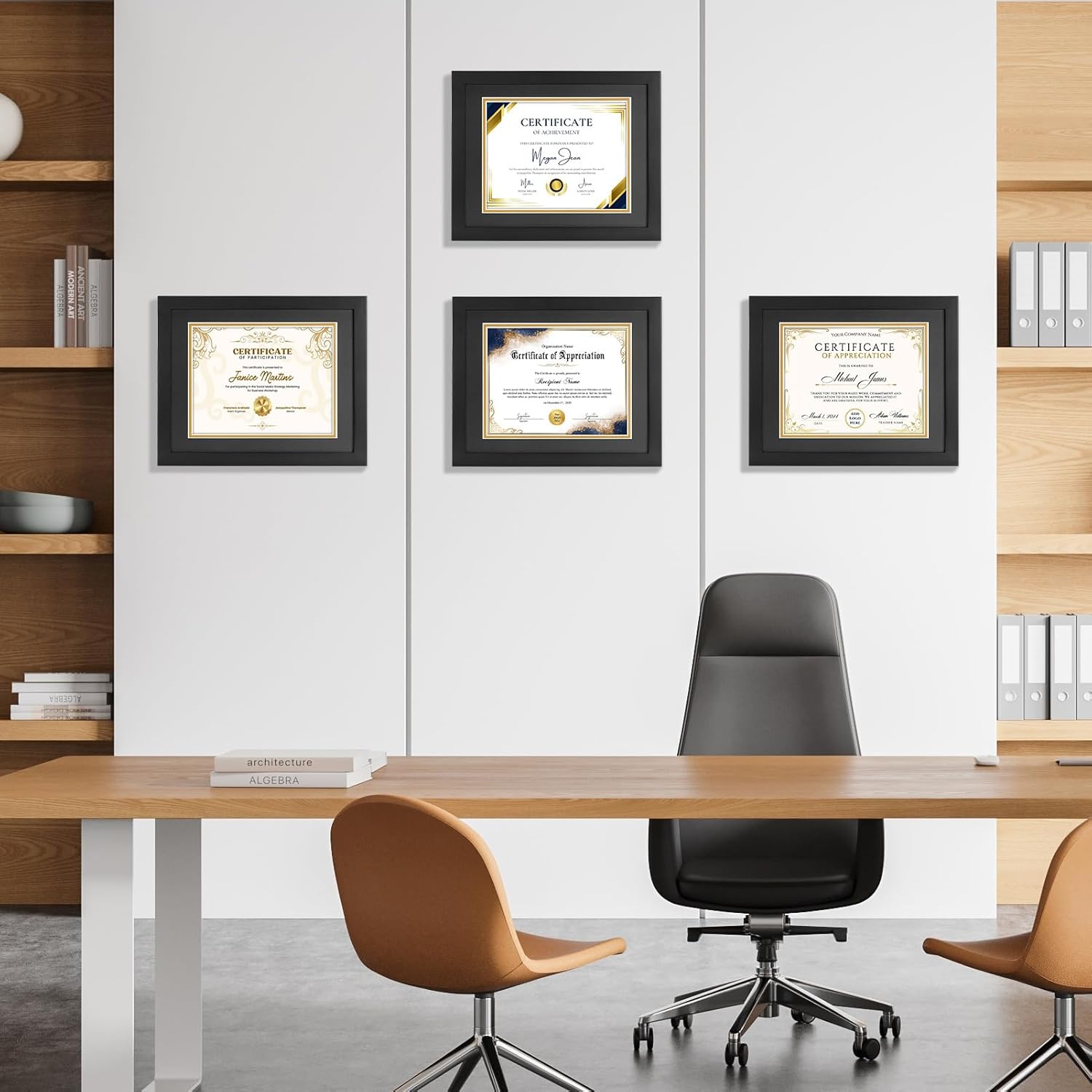 TWING Certificate Frames 11x14 Black with Solid Wood, Fits Diploma 8.5 x 11 with Mat or 11x14 without Mat, Document Degree Picture Award Frame for Wall Display