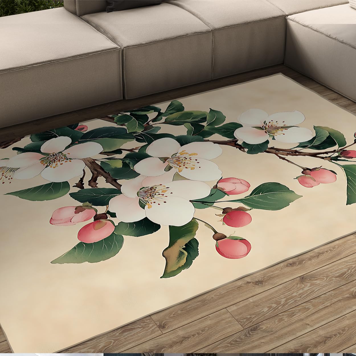 Tapis floraux blooming flowers grand tapis salon lavable chambre 140x200cm