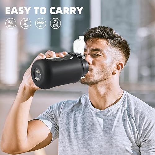 Miniatura 7 de Botella de agua motivacional grande de 64 onzas con marcador de tiempo, botellas de agua deportivas con funda de silicona y tapa con asa, jarra de