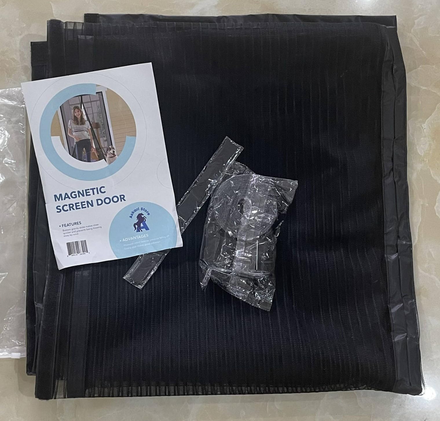 Askari Magnetic Screen Door - Keeps Bugs Out, Lets Fresh Air In - Easy Install, Hands-Free Closure - Pet and Kid Friendly - Perfect for Home and RV - Durable Mesh Design - 38x83 inches"