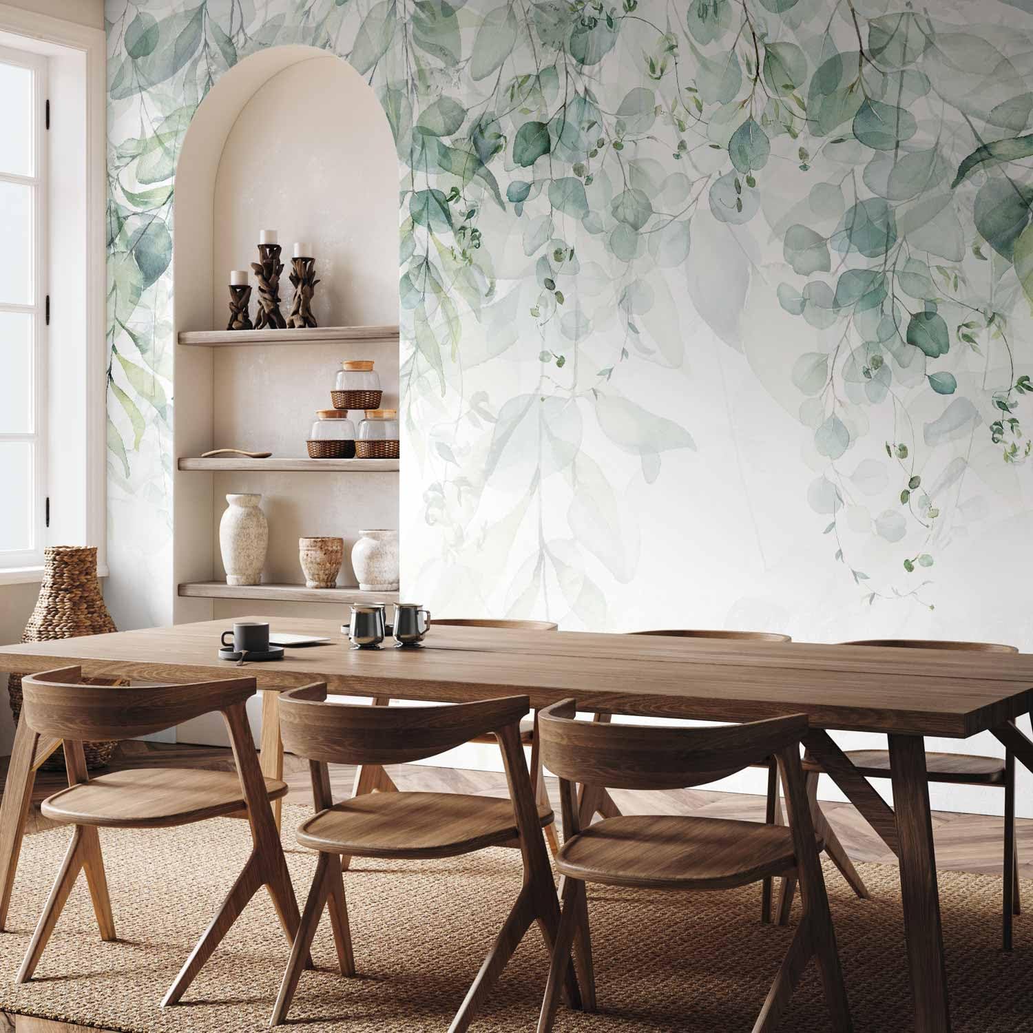 murando - Carta da Parati Adesiva 196x140 cm Fotomurali Adesivi Murali Rivestimento Parete Moderna per Pareti Adesiva Muro Decorativo Fotomurale Soggiorno Foglie Fiori Botanico Natura Elegante