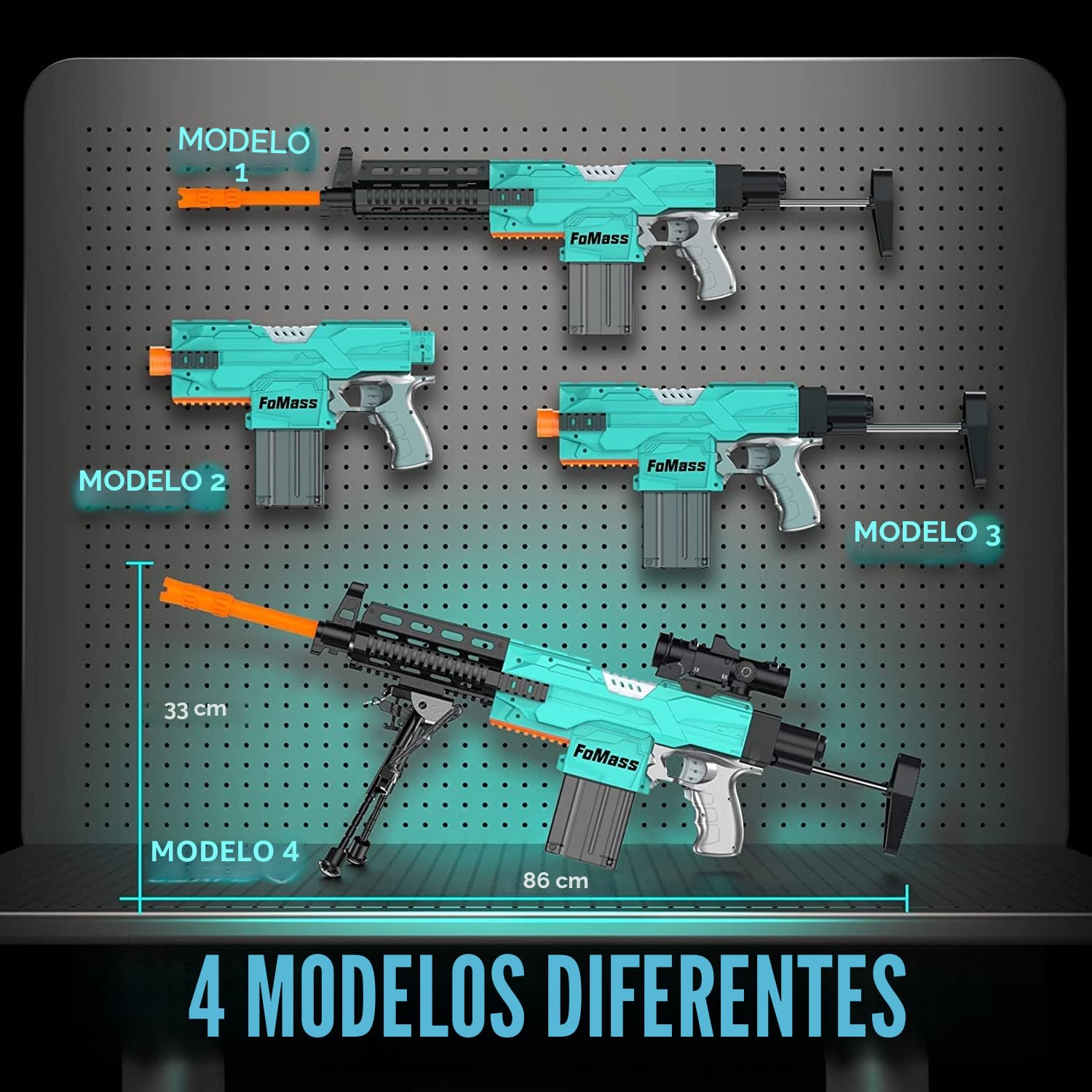 Pistola de Juguete eléctrica para niños, 3 Modos, 50 pies, 2 revistas, 100 Dardos, Recargable, 6 años en adelante, niños