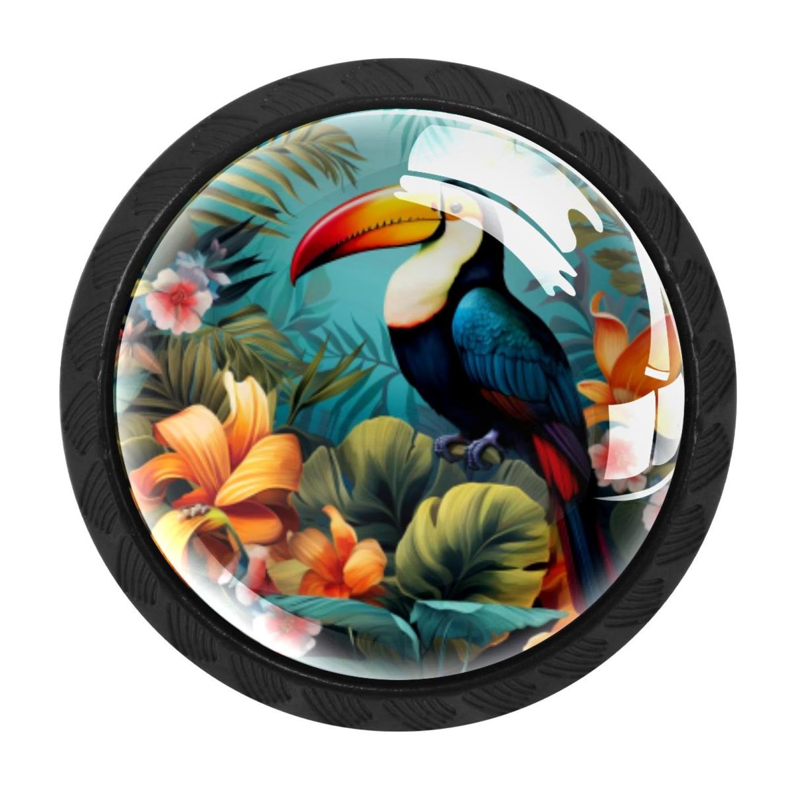 CHENZZZZ Toucan Cabinet Knobs 4 Pieces Drawer Kitchen Cabinets Dresser Cupboard Wardrobe Unique Pulls Handles