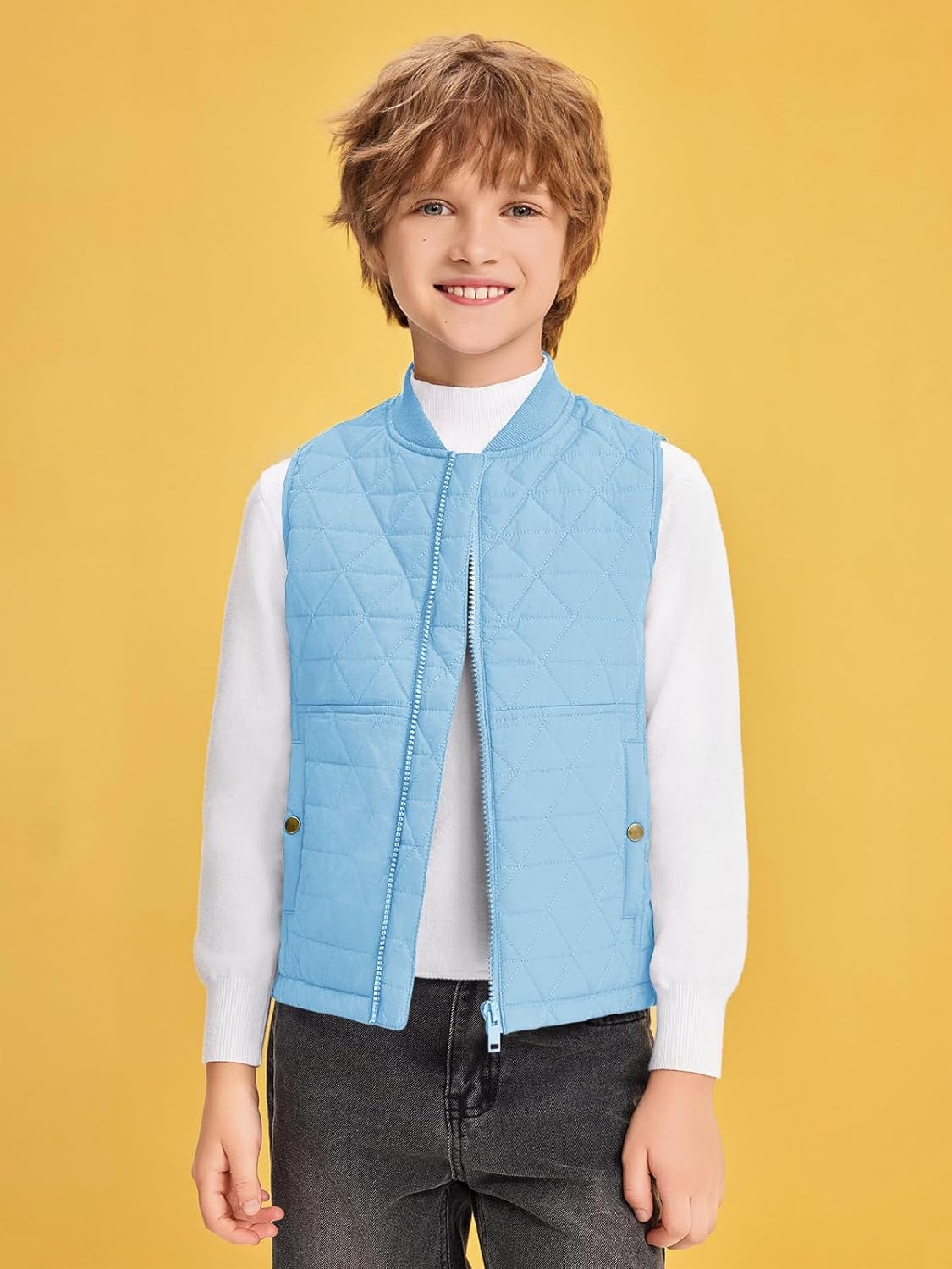 Haloumoning Boys Zip Up Puffer Vest Kids Lightweight Quilted Sleeveless Jackets Outerwear with Pockets 4-14 Years - Image 2