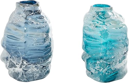 Miniatura 3 de The Novogratz - Jarrón decorativo de vidrio hecho a mano, jarrones de centro de mesa, juego de 2 jarrones para decoración del hogar, 10 pulgadas de