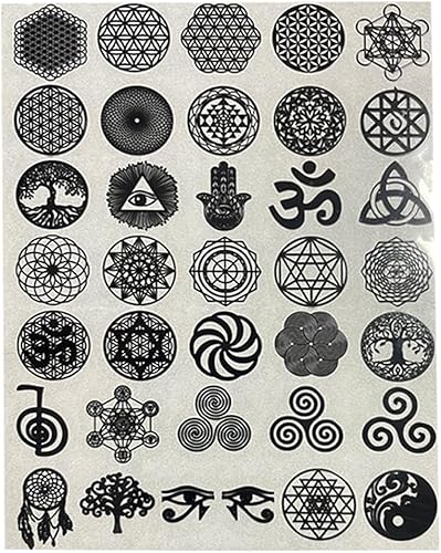 Miniatura 1 de METAL ARTEM 35 unidslote Flor de la Vida Metal Pegatina Geometría Orgone Pirámide Pegatina Autoadhesiva Calcomanías Negras