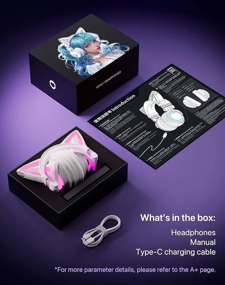 Amazon.com: YOWU Cat Ear Headphones CE, Wired/Wireless