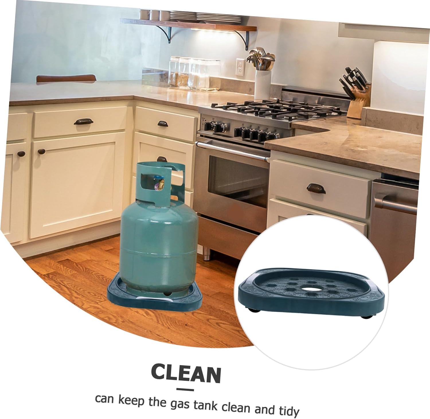 INOOMP Movable Gas Tank Tray with Rotatable Wheels Lightweight Round Propane Base for Floor and Desktop Protection Easy Glide Gas Cylinder Platform for Home Use