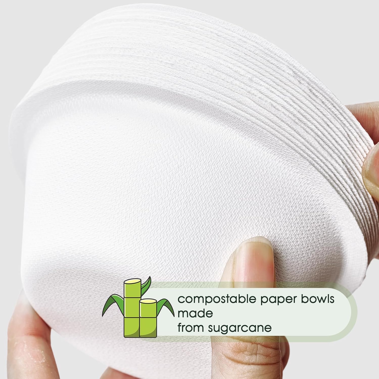 ECOLipak 150 Pack Compostable Paper Bowls, 8 oz Heavy-Duty Disposable Biodegradable Soup Bowls Made of Natural Bagasse, Suitable for Ice Cream, Salad, Dessert, Milk, Cereals