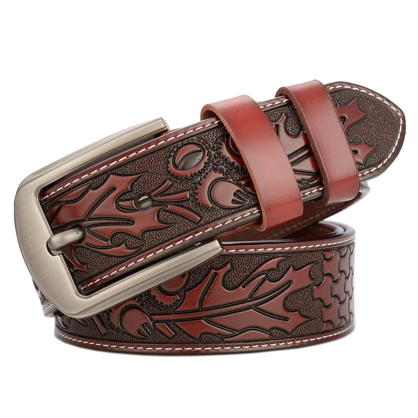 CYXZX Leather Belt with Scratch Resistant Buckle, 105cm - 125cm