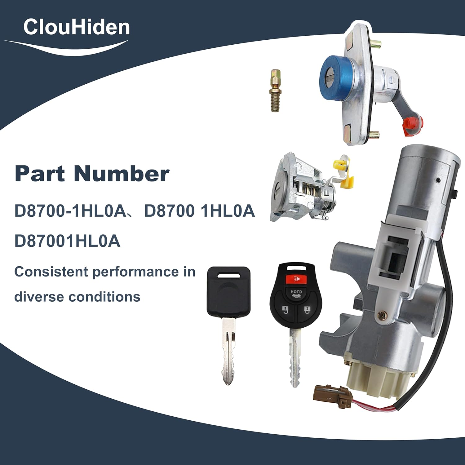 Ignition Lock Cylinder Switch Key Door Lock Trunk Lock Compatible with Nissan Versa 2012 2013 2014 2015 2016 2017 2018 2019(no Battery) Replaces D8700-1HL0A D87001HL0A