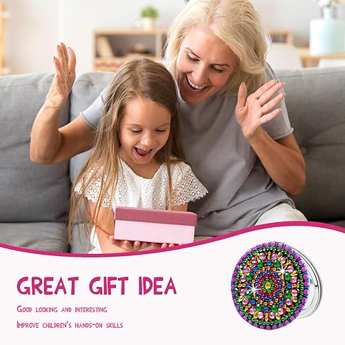 Miniatura 6 de CharySim Kit de espejo de pintura de diamante de 2 piezas, kit de cristal de pintura de puntos de diamante con diseño portátil plegable para adultos