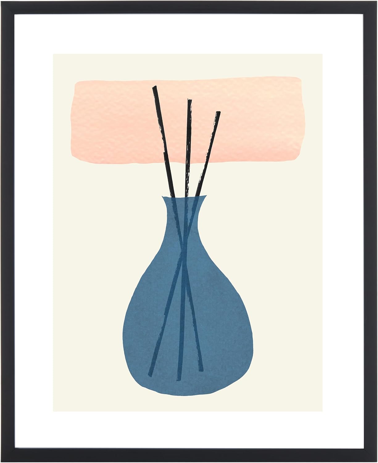 SAFAVIEH Home Collection Sticks in the City Blush Pink/Blue 16 x 20-inch Modern Framed Wall Art for Bedroom, Living Room, Foyer, Dining Area, Entryway
