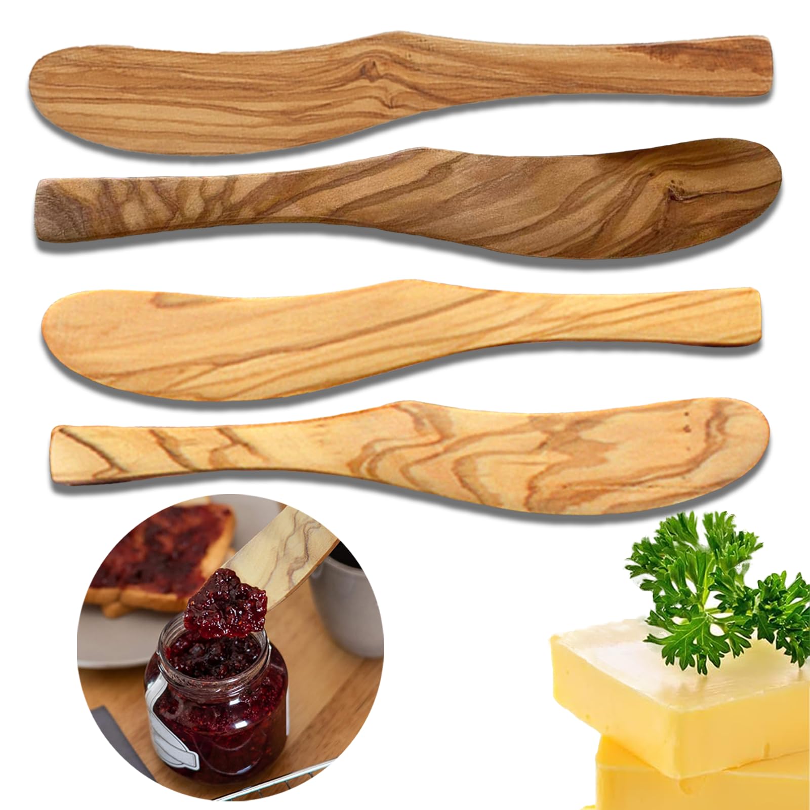 Handmade Olive Wood Butter Spreader Set -10