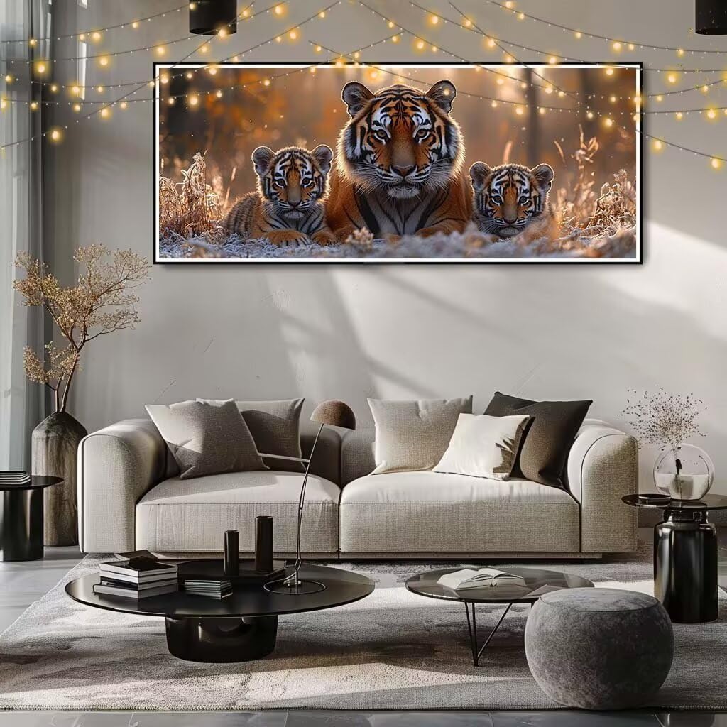Kompletny zestaw 5D DIY diamentowe malowanie tygrys, krajobraz, haft krzyżykowy diament malarstwo dla dorosłych, diamentowe malowanie z dżetów do dekoracji domu, malowanie diamentowe (80 x 160 cm) 58Y