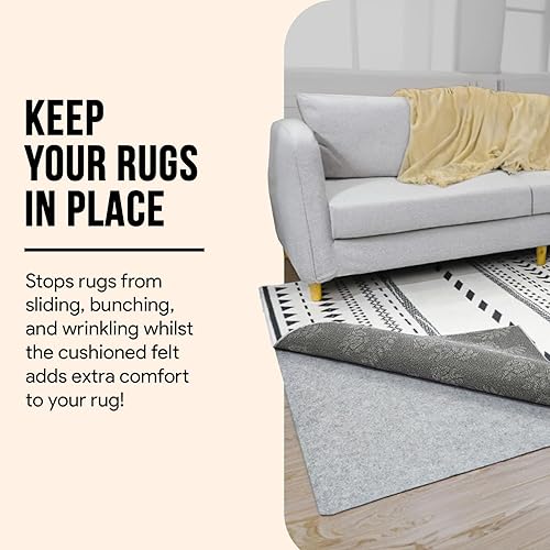 Miniatura 2 de MAYSHINE - 2 x 8 pies - Fieltro de doble capa + cojín de agarre de goma para alfombra, tapete antideslizante que protege suelos duros, asegura la