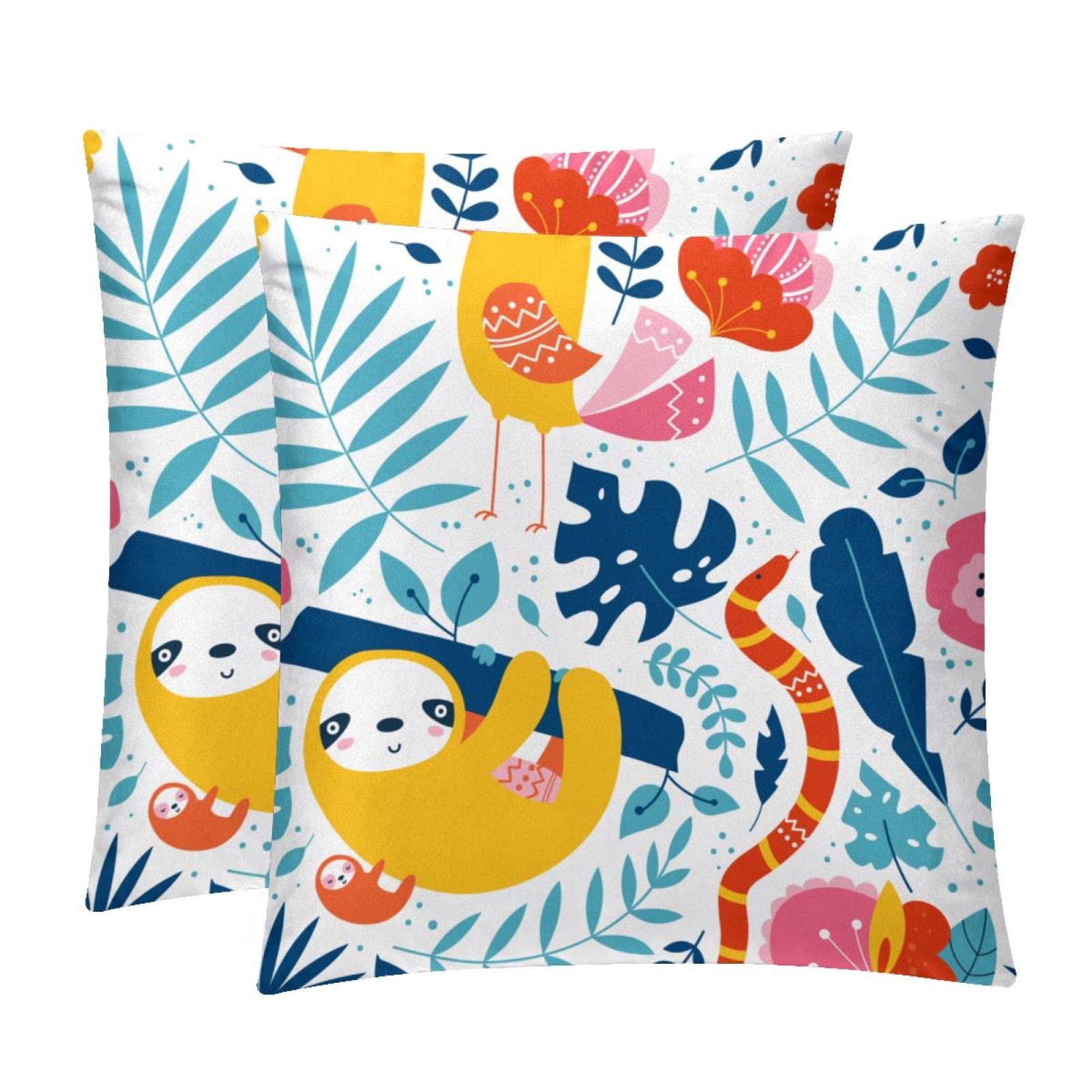 Housse de coussin lombaire lot de 2 style ferme animaux tropicaux