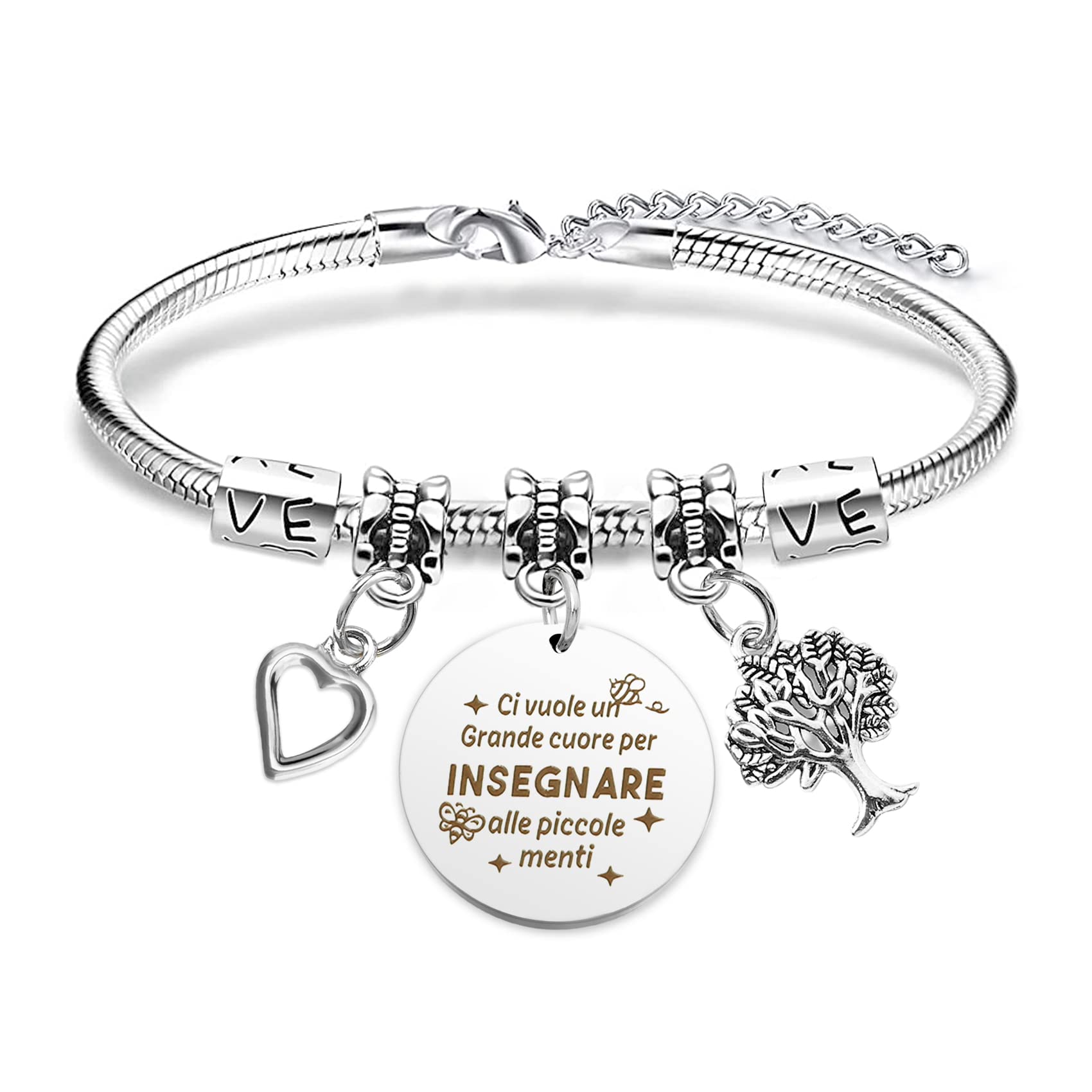 Bracciale FANCIBAND Con Girasole E Ape Per Maestre, Regalo Fine Anno Scolastico In Confezione Con Biglietto