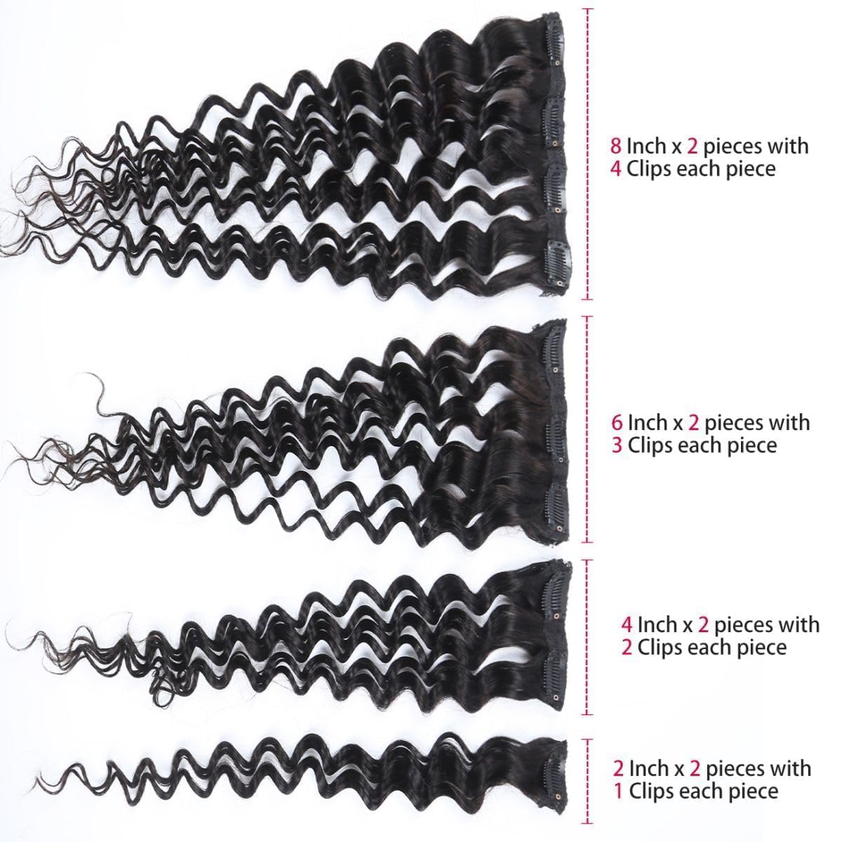 Sexycat Deep Curly Hair Extensions Clip in 14 Inch 8Pcs 100g Clip in Hair Extensions Real Human Hair - Image 4