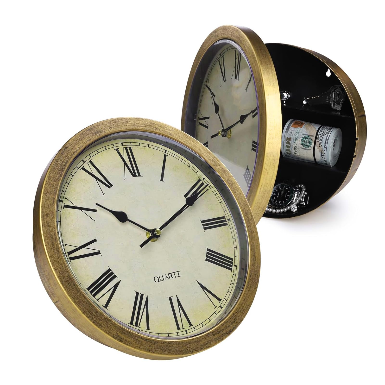 Horloge murale pour objets de valeur dissimulée dans le décor de votre salon