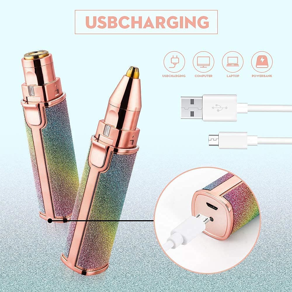 NYCTAN Manthumi Skincare Women's Battery Powered Face Hair Remover Machine For Upper Lip, Chin, Eyebrow - White (2 In 1) 1