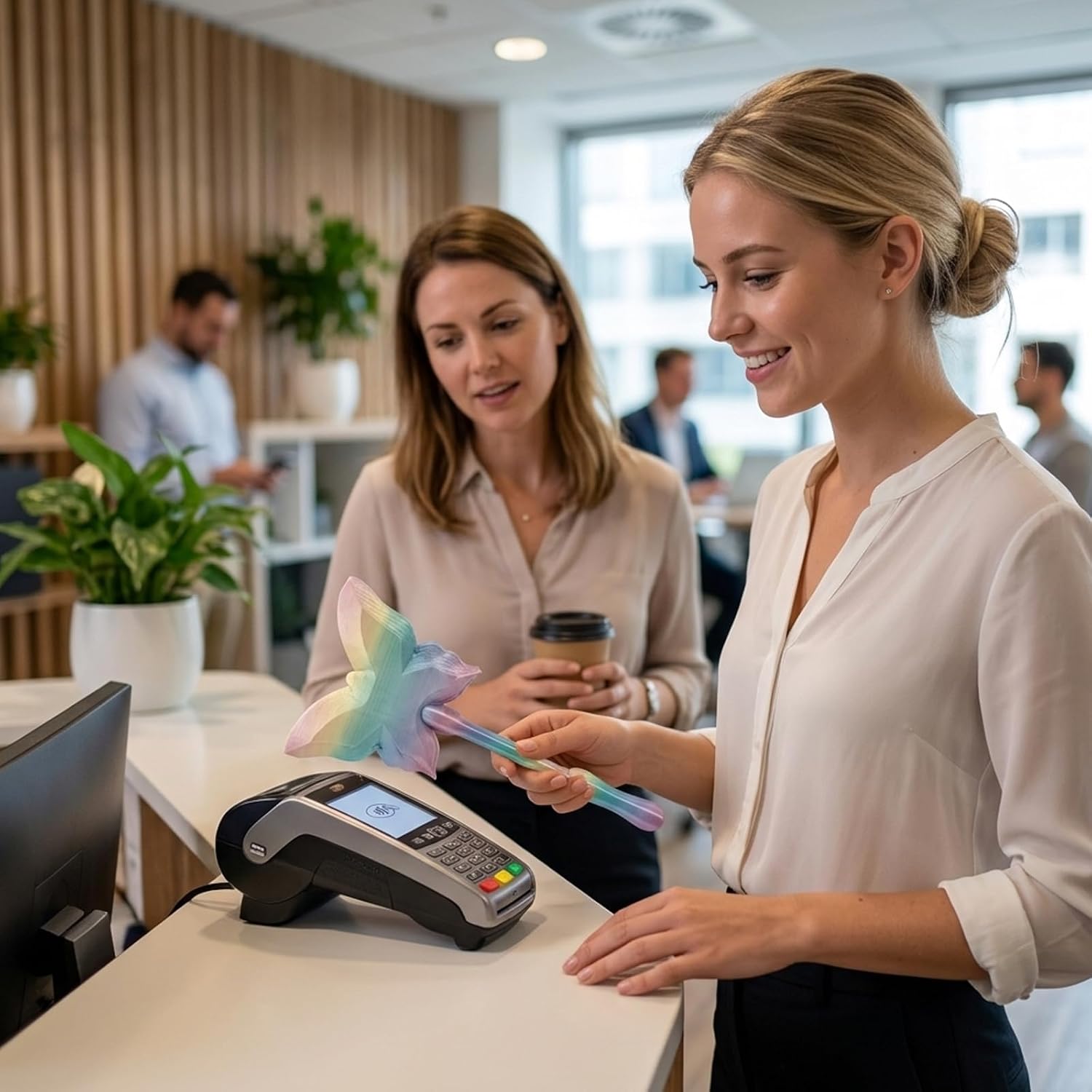 Tap to Pay Card Holder, Magical Contactless Payment Device, Convenient Retail Store and Coffee Shop Use, Debit Card Wand with Secure Storage for Quick Transactions