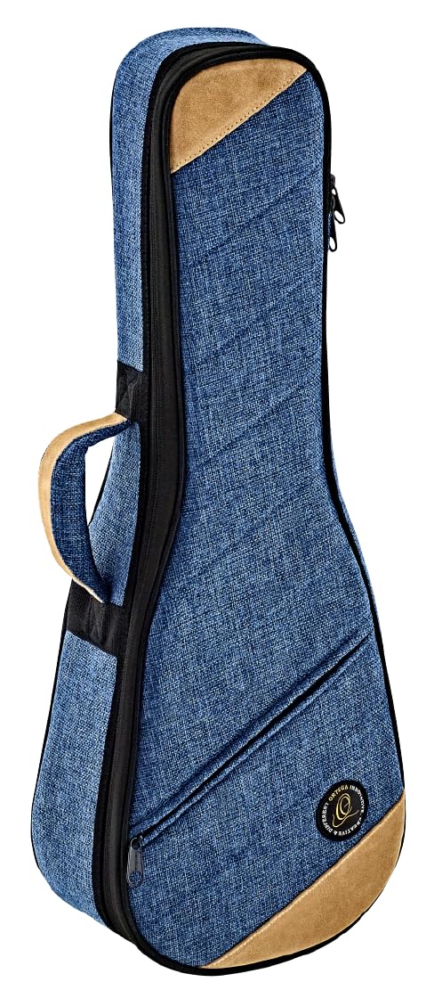 Ortega Guitars Ukulele Soft Case - Tasche für Tenor Ukulele - Höhe 67,5 cm - Breite 23 cm - Baumwolle / Leinen, Blau (OSOCAUK-TE-OC)