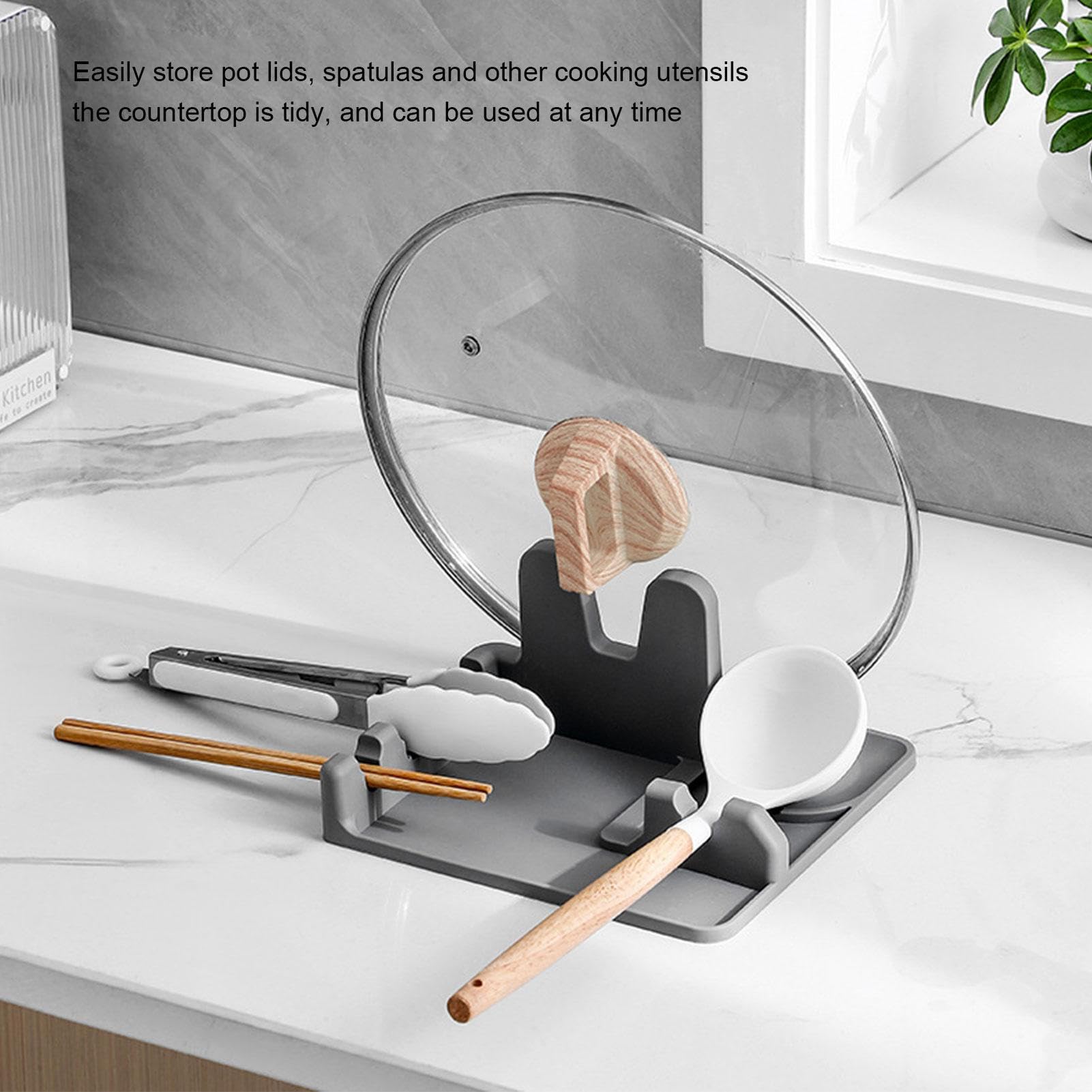 STARRY G Portautensili Da Cucina Con Antigoccia | Supporto Per Coperchi E Mestoli, Resistente Al Calore, Forma Nuvola, Multislot (17,1 X 15,5 X 7,2 Cm) - 2