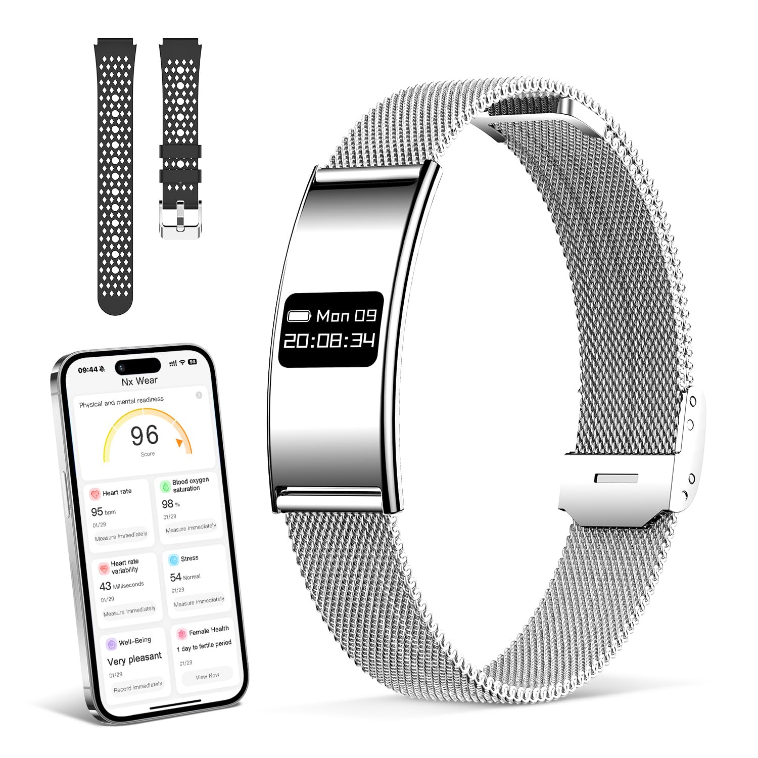 WeBeqer Fitness Tracker with Sleep Monitor, Smart Watch for Women Men with Step/Heart Rate/Blood Oxygen Monitor, IP68 Waterproof Activity Tracker with 2 Bands Compatible with Android & iPhone (Silver)