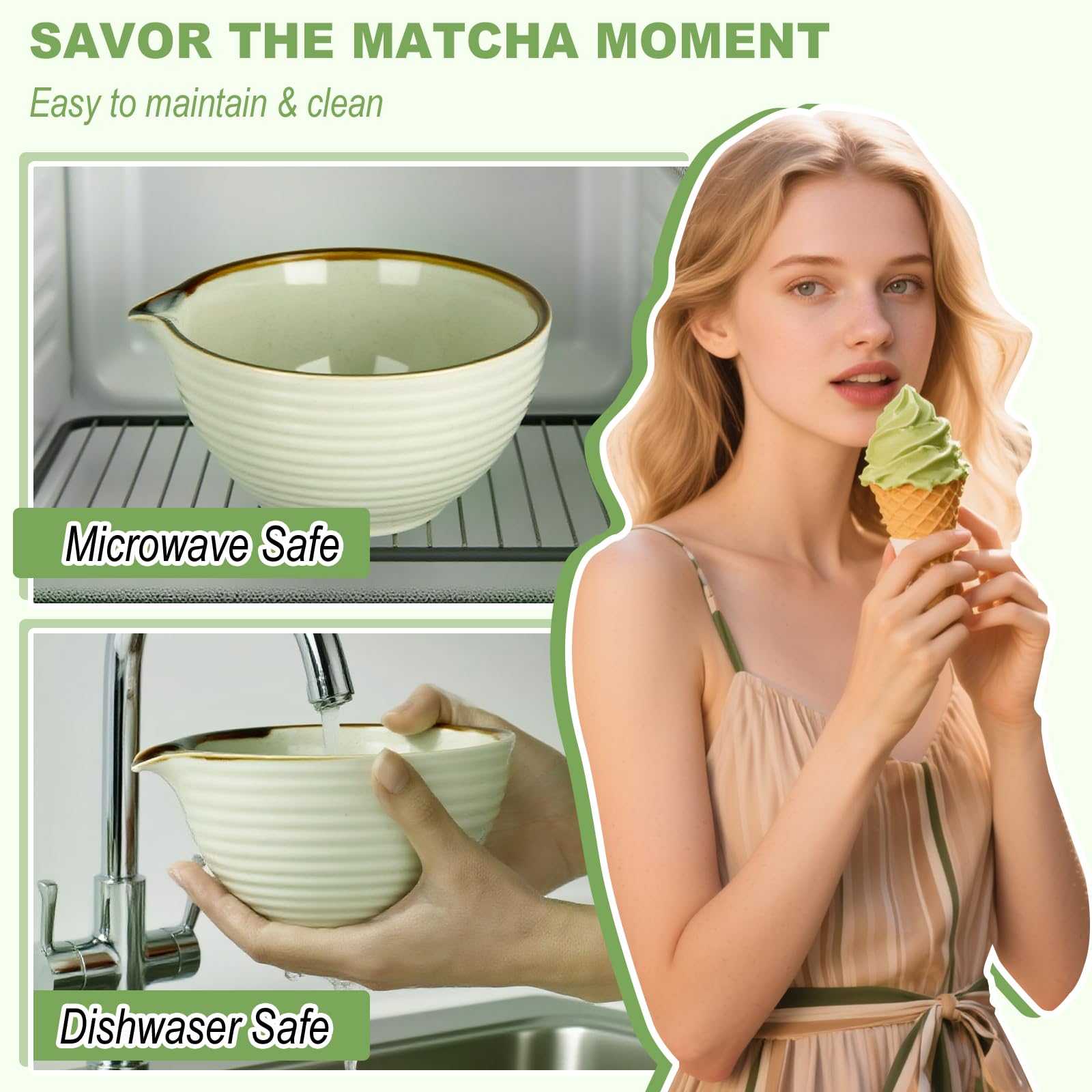 Match Kit FoiiLiio 5 Pezzi Matcha Bowl con Beccuccio Matcha Tea Kit Matcha Set da Tè Matcha per Preparare la Colazione/Latte