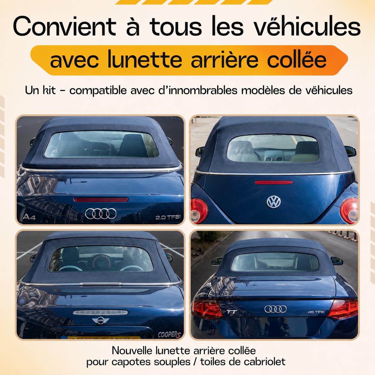 Kit de Réparation de Vitre Arrière pour Capote de Cabriolet