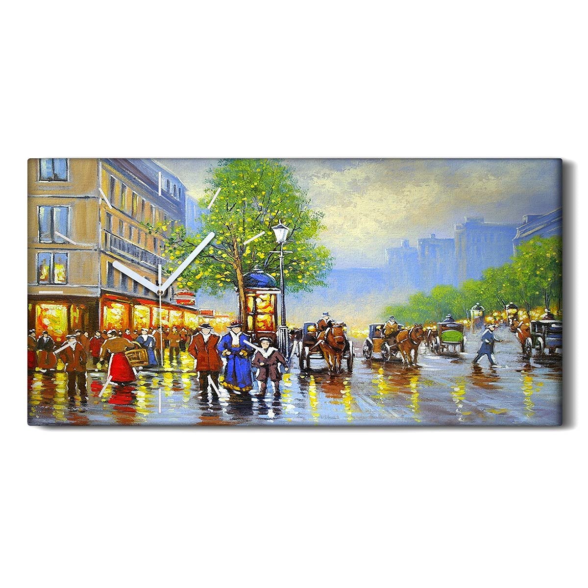 Horloge sur Toile 60x30cm Art Mural Image Moderne Salon Chambre Paysage Vintage