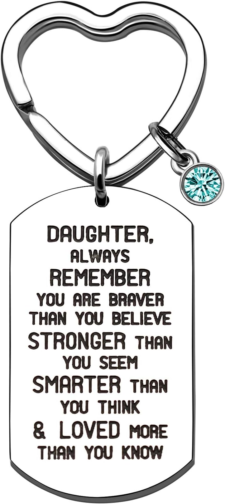 KENYG Inspirational Jewellery Gifts Silver Stainless Steel Dog Tag Key Ring Key Chain Key Fob For Daughter