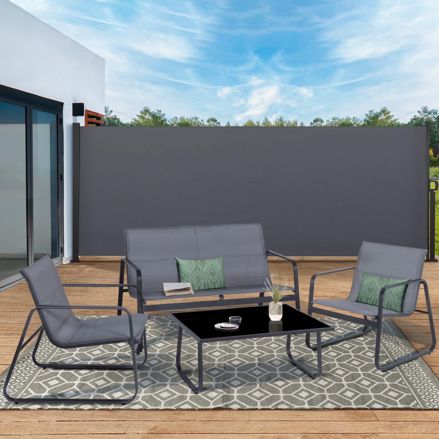 Paravent extérieur rétractable 160 x 500 CM Gris Anthracite Store latéral