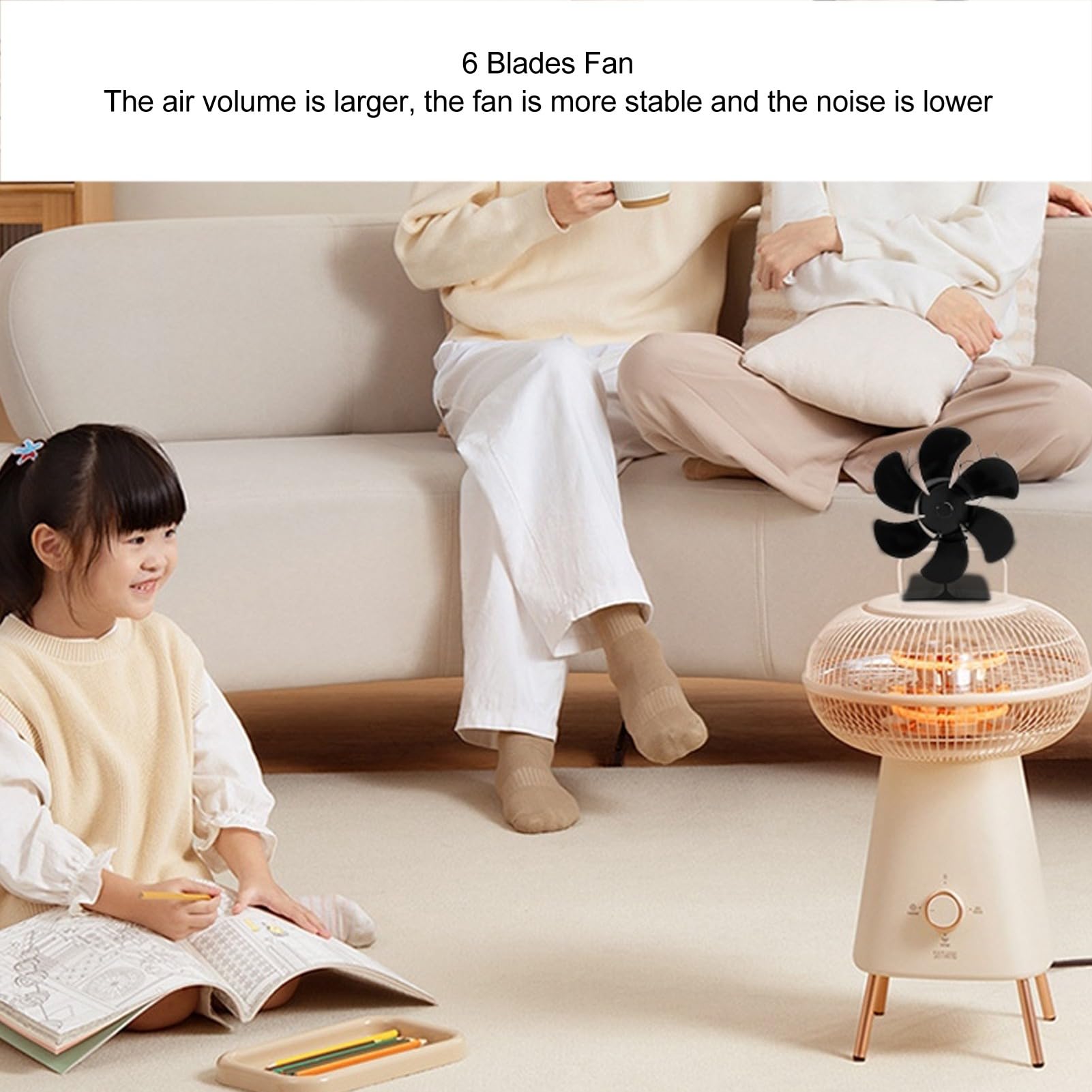 6 Ventilatore per stufa a legna/camino, termoelettrico, silenzioso, efficiente, in alluminio e ABS, antiruggine, per riscaldamento domestico, 180x144x100mm