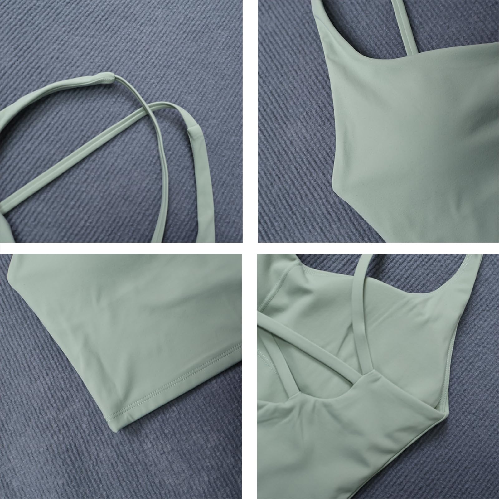 Sujetador Yoga Mujeres Crisscross Back Deportes Crop Top Rápido Seco Almohadillado Tank Gimnasio Correr Entrenamiento De Fitness- Green-l